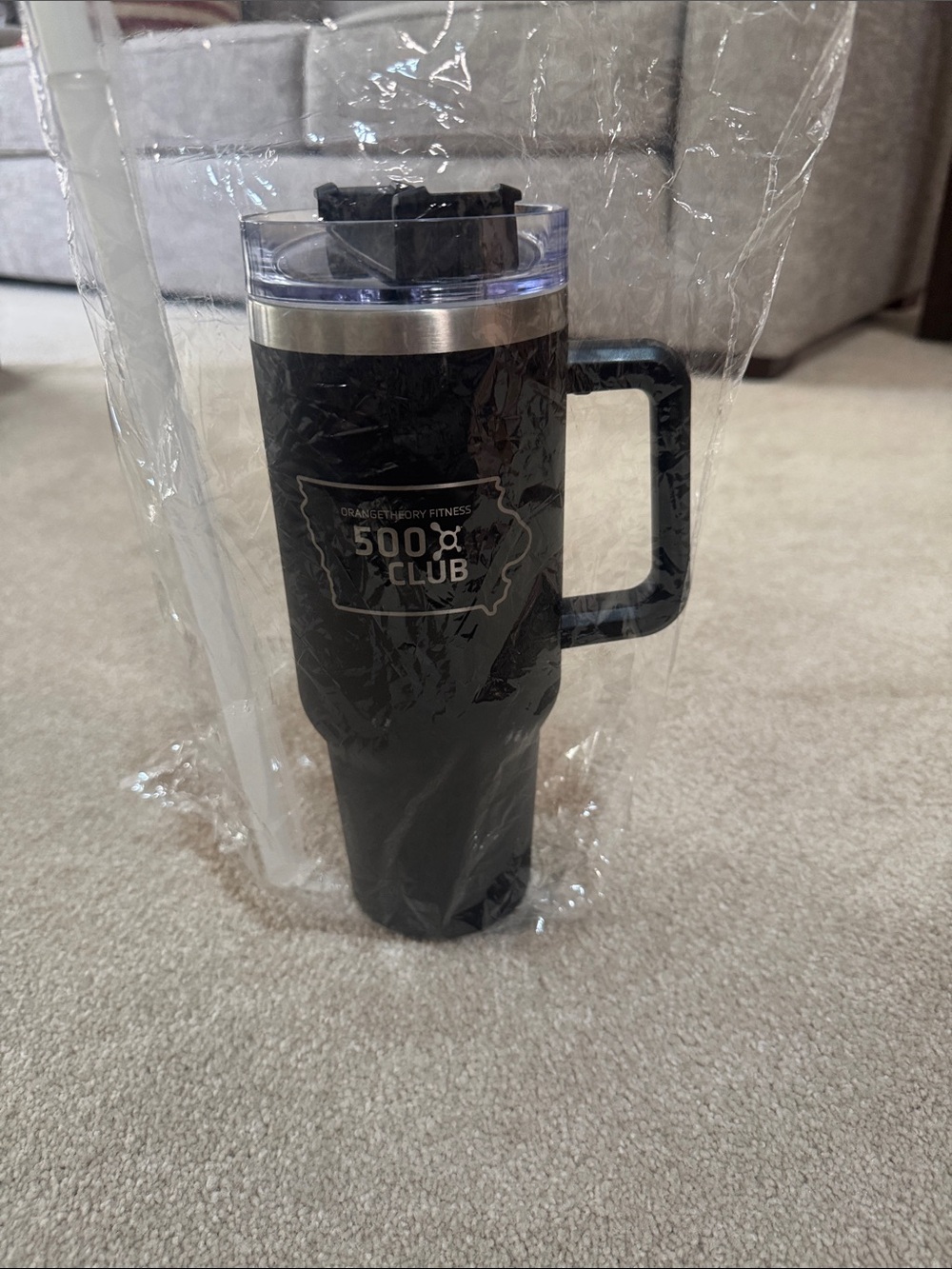 Orangetheory Black 500 Club Insulated Travel Mug with Handle